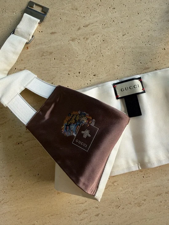 NWT GUCCI SiILK WHITE CUMMERBUND ADJUSTABLE Sz: M - Picture 10 of 13